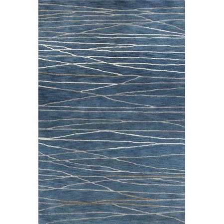 BASHIAN Bashian R129-AZ-2.6X8-HG238 Bashian Greenwich Collection Abstract Contemporary Wool & Viscose Hand Tufted Area Rug; Azure - 2 ft. 6 in. x 8 ft. R129-AZ-2.6X8-HG238